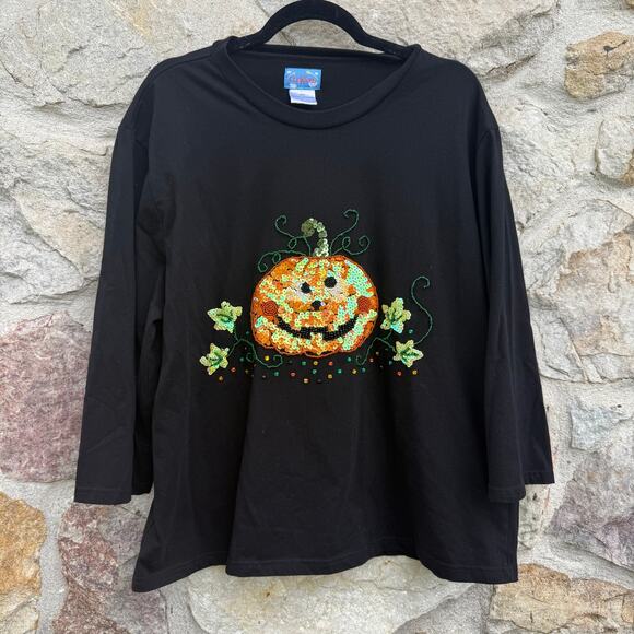 Cre8ions Halloween 3/4 sleeve pumpkin shirt size XXL - Picture 3 of 6